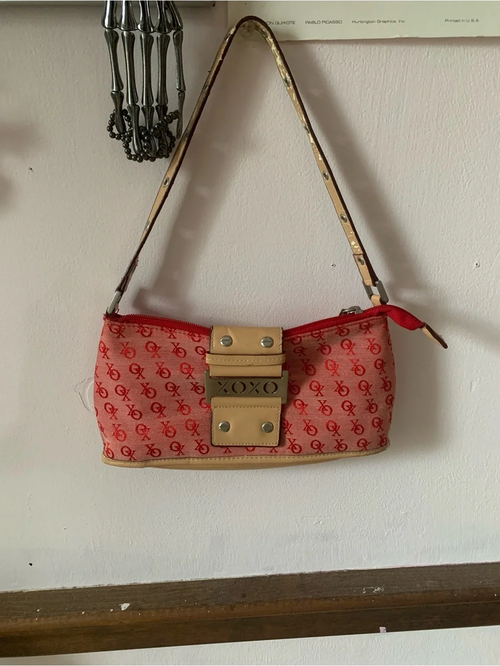 XOXO Red Logo Mini Shoulder Bag with Tan Trim - Picture 1 of 5